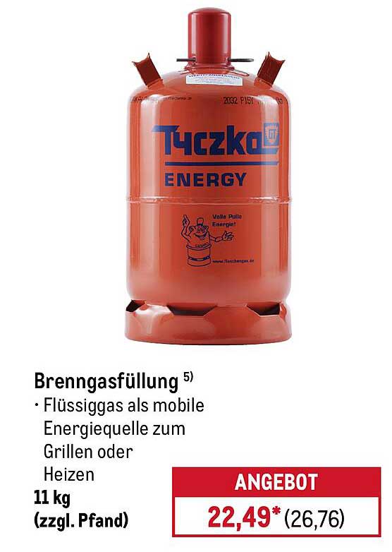 Brenngasfüllung 11 kg – perfekte mobile Energiequelle