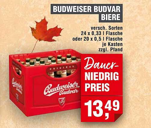 Budweiser Budvar Biere - 24 x 0,33 l oder 20 x 0,5 l Flasche