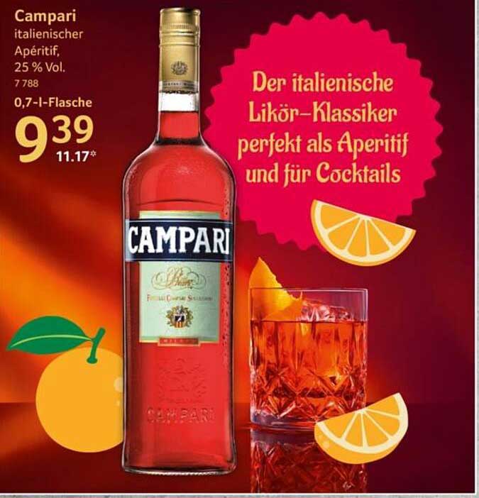 Campari italienischer Aperitif, 0,7 l Flasche