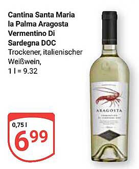 Cantina Santa Maria la Palma Aragosta Vermentino Di Sardegna DOC, 0,75 L