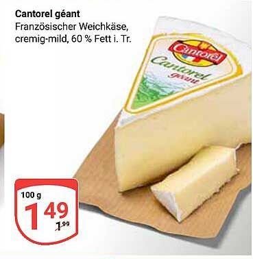 Cantorel géant - Französischer Weichkäse, cremig-mild, 60 % Fett i. Tr.