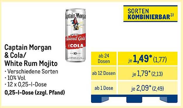 Captain Morgan & Cola / White Rum Mojito – Verschiedene Sorten