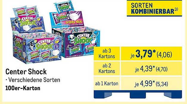 Center Shock - Verschiedene Sorten im 100er-Karton