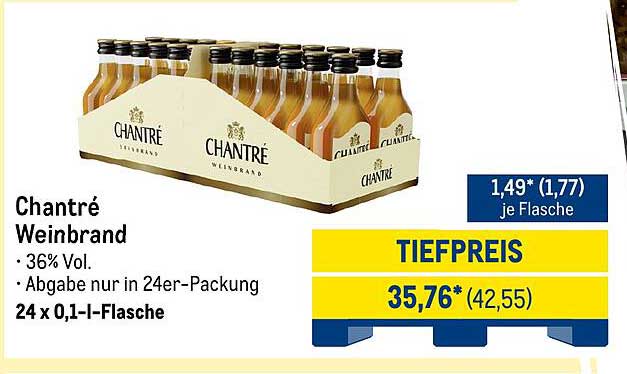 Chantre Weinbrand 24 x 0,1 l-Flasche