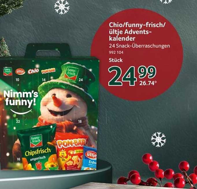 Chio/funny-frisch/ültje Adventskalender 24 Snack-Überraschungen