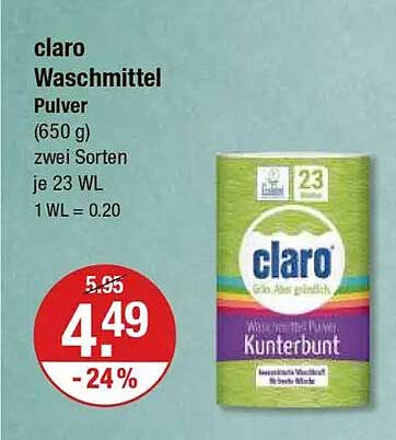 claro Waschmittel Pulver (650 g) – Kunterbunt