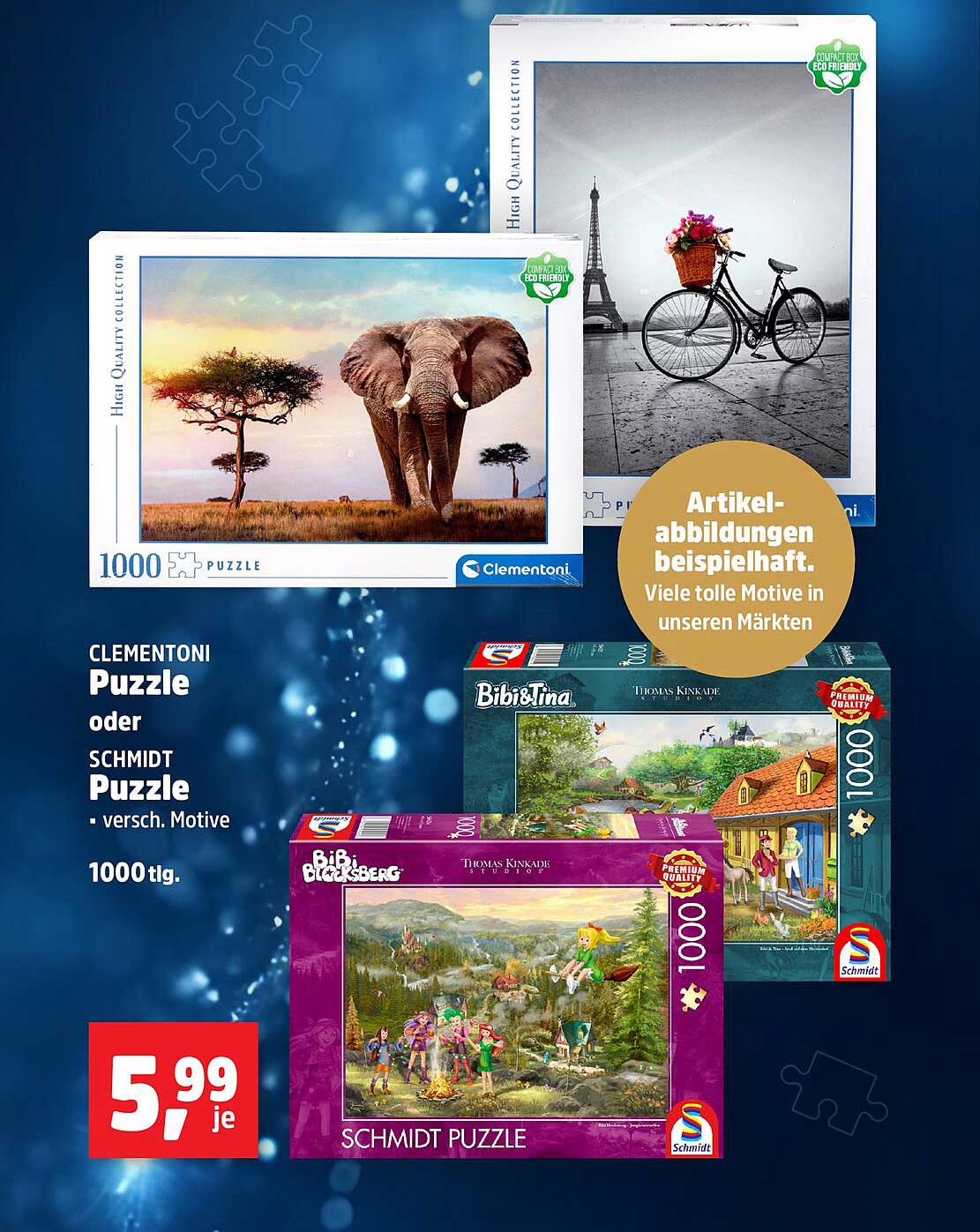 Clementoni Puzzle oder Schmidt Puzzle - verschiedene Motive, 1000 Teile