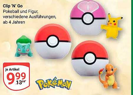 Clip 'N' Go Pokeball und Figur, verschiedene Ausführungen, ab 4 Jahren