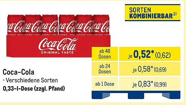 Coca-Cola 0,33-I-Dose - Verschiedene Sorten