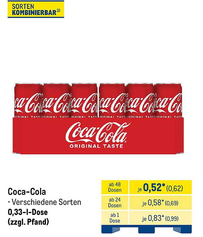 Coca-Cola 0,33-L-Dosen – Verschiedene Sorten