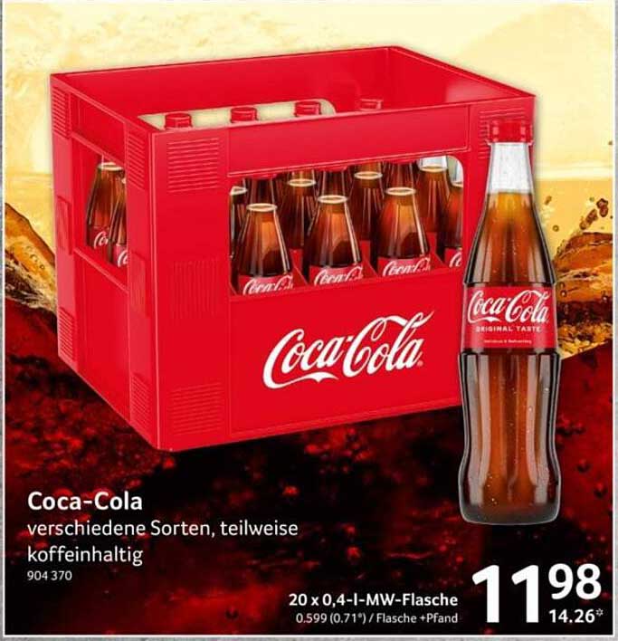 Coca-Cola 20 x 0,4-L-MW-Flasche - verschiedene Sorten, teilweise koffeinhaltig