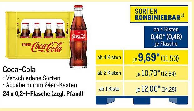 Coca-Cola 24 x 0,2 l-Glasflasche im 24er-Kasten