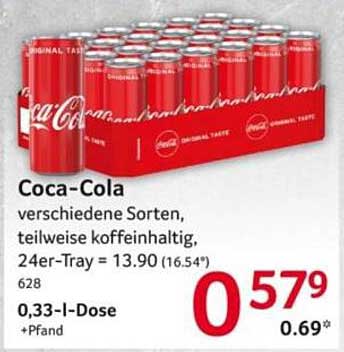Coca-Cola verschiedene Sorten, teilweise koffeinhaltig, 0,33 l Dose