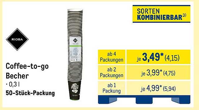 Coffee-to-go Becher · 0,3 l 50-Stück-Packung