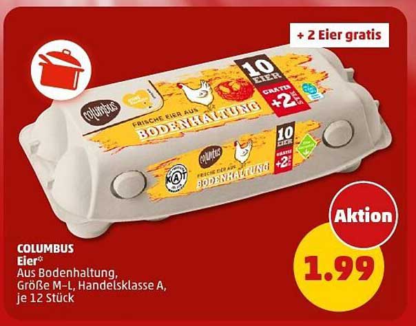 COLUМBUS Eier - 10 Eier aus Bodenhaltung + 2 Eier gratis