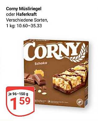 Corny Müsliriegel oder Haferkraft - verschiedene Sorten