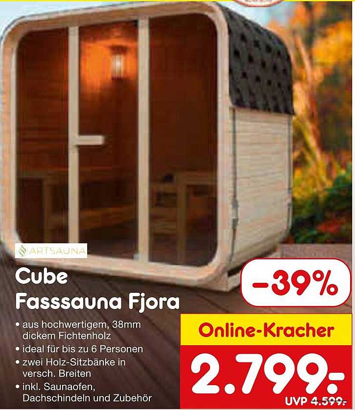 Cube Fasssauna Fjora - Online-Kracher mit 39% Rabatt!