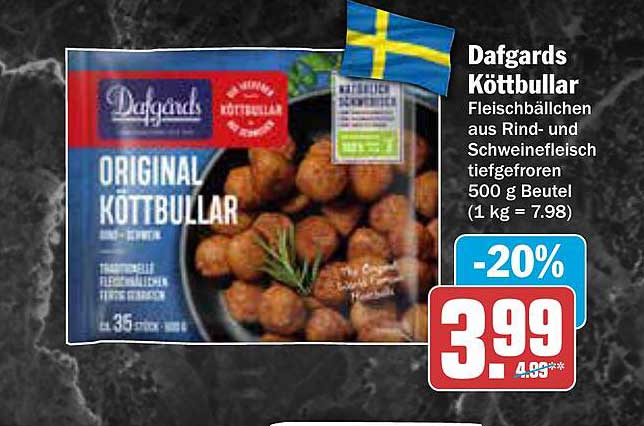 Dafgards Köttbullar - Fleischbällchen aus Rind- und Schweinefleisch