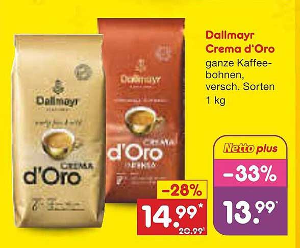 Dallmayr Crema d'Oro ganze Kaffeebohnen, 1 kg