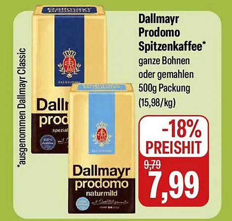 Dallmayr Prodomo Spitzenkaffee 500g Packung