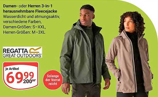 Damen- oder Herren 3-in-1 herausnehmbare Fleecejacke