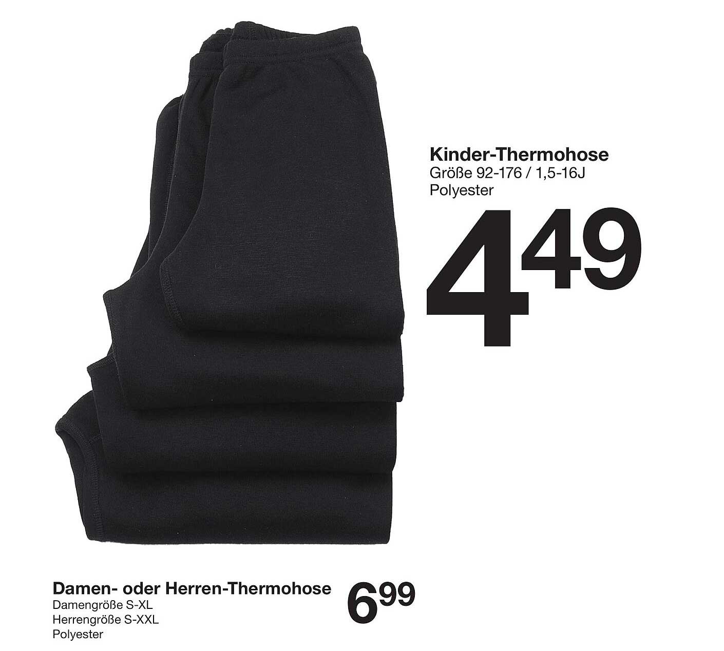 Damen- oder Herren-Thermohose und Kinder-Thermohose
