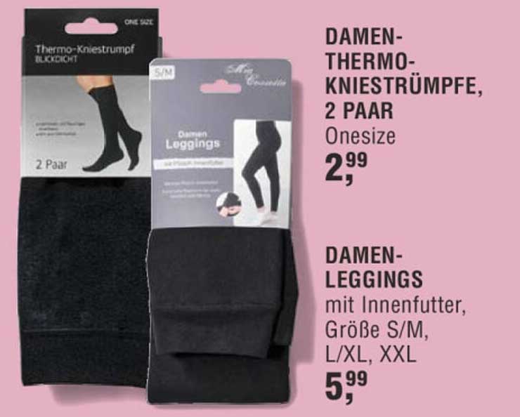 DAMEN-THERMO-KNIESTRÜMPFE, 2 PAAR und DAMEN-LEGGINGS mit Innenfutter, Größe S/M, L/XL, XXL