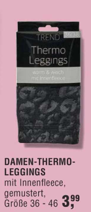 Damen-Thermo-Leggings mit Innenfleece, gemustert, Größe 36 - 46