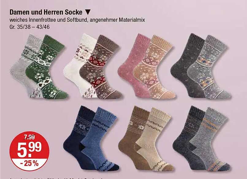 Damen und Herren Socken - Weiches Innenfrottee und Softbund
