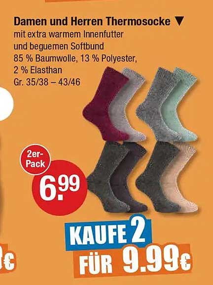 Damen und Herren Thermosocke 2er-Pack