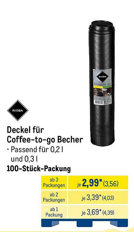 Deckel für Coffee-to-go Becher 100-Stück-Packung