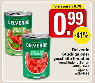 Delverde Stückige oder geschälte Tomaten 400g Dose