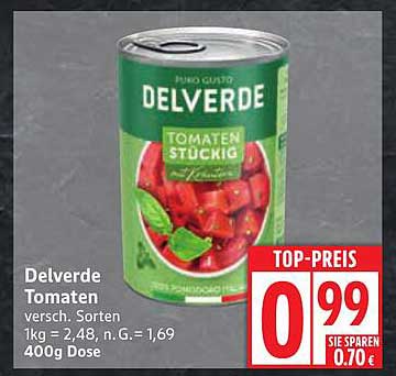 Delverde Tomaten – Stückige Tomaten in Dosen