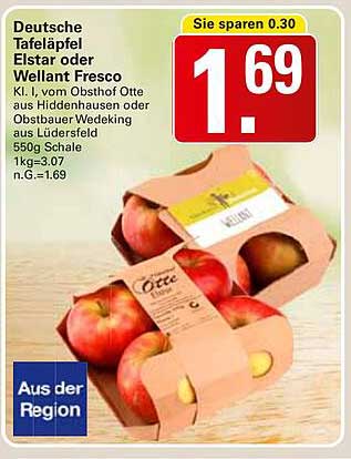 Deutsche Tafeläpfel Elstar oder Wellant Fresco 550g