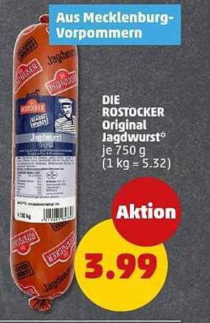 DIE ROSTOCKER Original Jagdwurst* je 750 g (1 kg = 5.32)