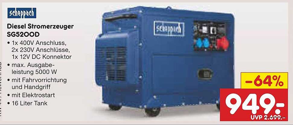 Diesel Stromerzeuger SG5200D von Scheppach