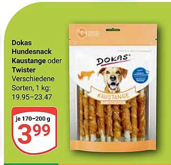 Dokas Hundesnack Kaustange oder Twister, 1 kg