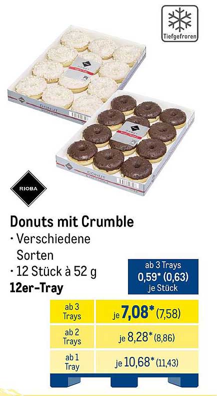 Donuts mit Crumble - 12 Stück à 52 g
