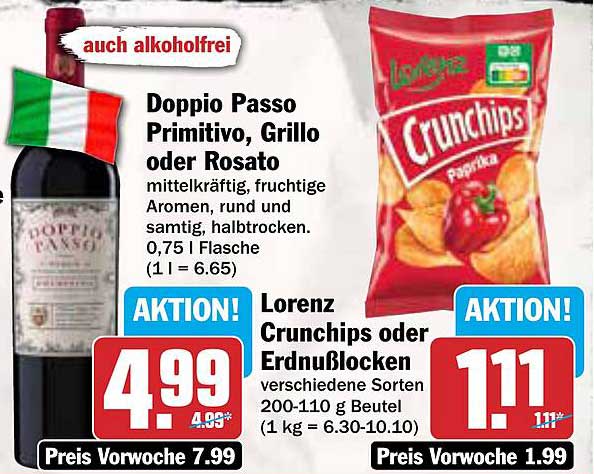 Doppio Passo Primitivo, Grillo oder Rosato 0,75 l