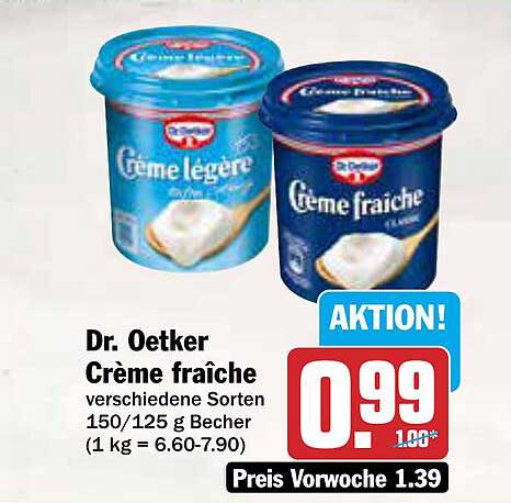 Dr. Oetker Crème fraîche verschiedene Sorten