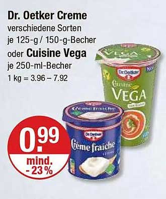 Dr. Oetker Creme verschiedene Sorten je 125-g / 150-g-Becher oder Cuisine Vega je 250-ml-Becher