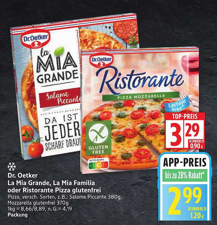 Dr. Oetker La Mia Grande, La Mia Familia oder Ristorante Pizza glutenfrei