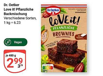 Dr. Oetker Love it! Pflanzliche Backmischung Brownies 480 g