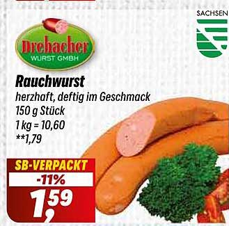 Drehacher Rauchwurst 150 g - herzhaft, deftig im Geschmack