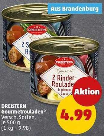 DREISTERN Gourmetrouladen 2 Rinder-Rouladen in pikanten Sauce (500 g)