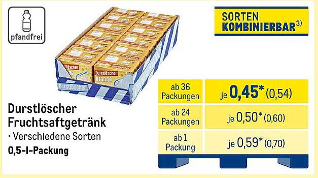 Durstlöscher Fruchtsaftgetränk – Verschiedene Sorten, 0,5-l-Packung