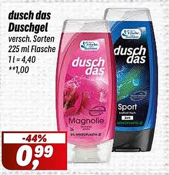 dusch das Duschgel - verschiedene Sorten 225 ml Flasche