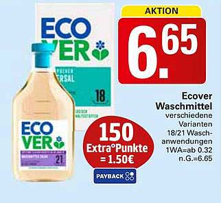 Ecover Waschmittel verschiedene Varianten 18/21 Wasch-Anwendungen n.G. 6,65€