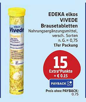 EDEKA elkos VIVEDE Brausetabletten - Vitamin C - 17er Packung