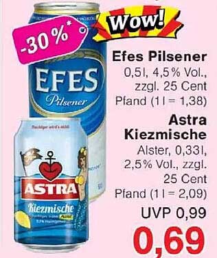 Efes Pilsener & Astra Kiezmischbier - Sortiment unter 1€